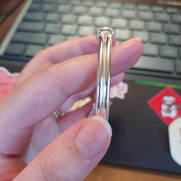 Solid 999 Sterling Silver Chinese Characteristic Fu (福）Bangle Bracelet - Picture 5 of 6